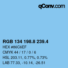 カラーコード: RGB 134 198.8 239.4 | qconv.com