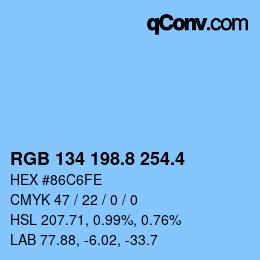 カラーコード: RGB 134 198.8 254.4 | qconv.com