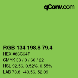 カラーコード: RGB 134 198.8 79.4 | qconv.com