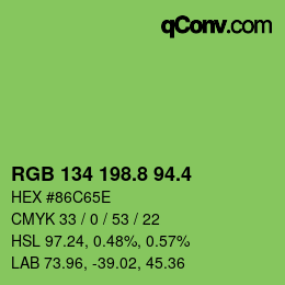 カラーコード: RGB 134 198.8 94.4 | qconv.com