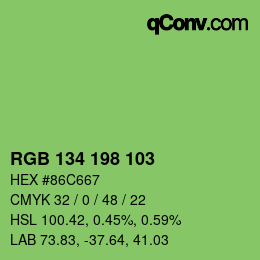 Color code: RGB 134 198 103 | qconv.com