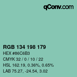Color code: RGB 134 198 179 | qconv.com