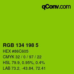 Color code: RGB 134 198 5 | qconv.com