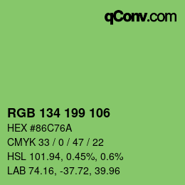 Color code: RGB 134 199 106 | qconv.com