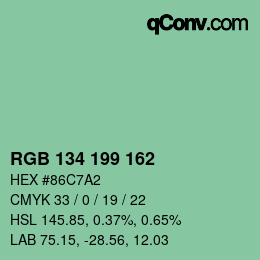 Color code: RGB 134 199 162 | qconv.com