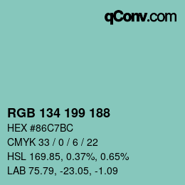Color code: RGB 134 199 188 | qconv.com