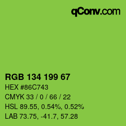 Color code: RGB 134 199 67 | qconv.com