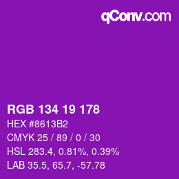 Color code: RGB 134 19 178 | qconv.com