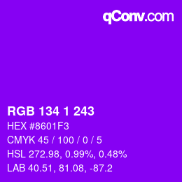 Color code: RGB 134 1 243 | qconv.com