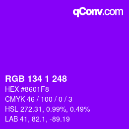 Color code: RGB 134 1 248 | qconv.com