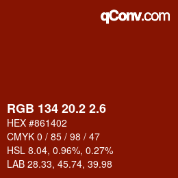 カラーコード: RGB 134 20.2 2.6 | qconv.com