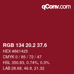 カラーコード: RGB 134 20.2 37.6 | qconv.com