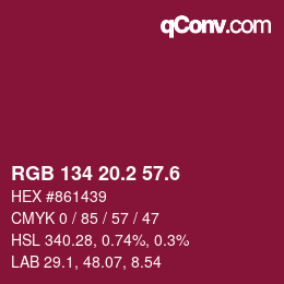 カラーコード: RGB 134 20.2 57.6 | qconv.com