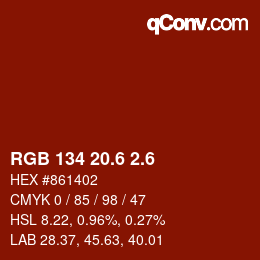 カラーコード: RGB 134 20.6 2.6 | qconv.com