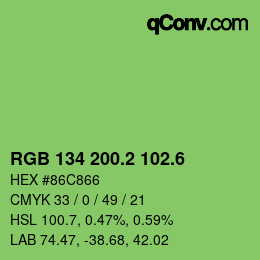 カラーコード: RGB 134 200.2 102.6 | qconv.com
