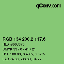 カラーコード: RGB 134 200.2 117.6 | qconv.com