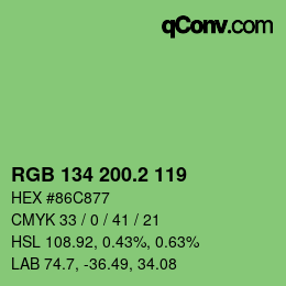 カラーコード: RGB 134 200.2 119 | qconv.com