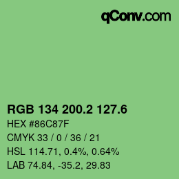 カラーコード: RGB 134 200.2 127.6 | qconv.com