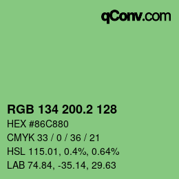カラーコード: RGB 134 200.2 128 | qconv.com