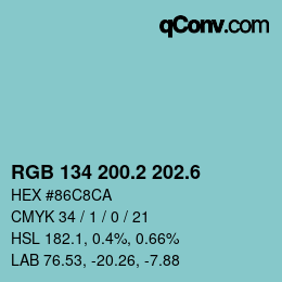 カラーコード: RGB 134 200.2 202.6 | qconv.com