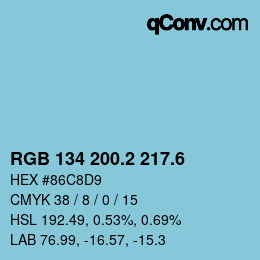 カラーコード: RGB 134 200.2 217.6 | qconv.com