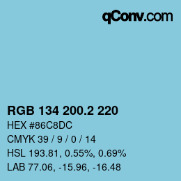カラーコード: RGB 134 200.2 220 | qconv.com