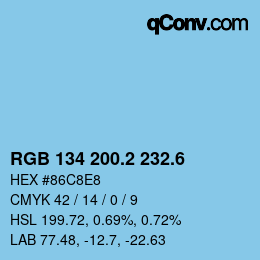 カラーコード: RGB 134 200.2 232.6 | qconv.com
