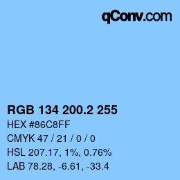 Color code: RGB 134 200.2 255 | qconv.com