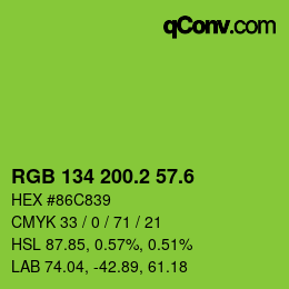 カラーコード: RGB 134 200.2 57.6 | qconv.com