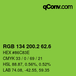 カラーコード: RGB 134 200.2 62.6 | qconv.com