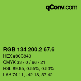 カラーコード: RGB 134 200.2 67.6 | qconv.com