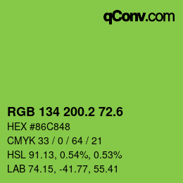 カラーコード: RGB 134 200.2 72.6 | qconv.com