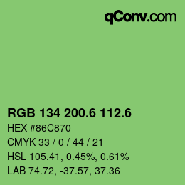 カラーコード: RGB 134 200.6 112.6 | qconv.com