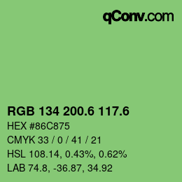 カラーコード: RGB 134 200.6 117.6 | qconv.com