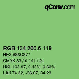 カラーコード: RGB 134 200.6 119 | qconv.com