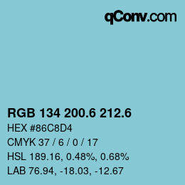 カラーコード: RGB 134 200.6 212.6 | qconv.com