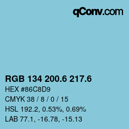 カラーコード: RGB 134 200.6 217.6 | qconv.com