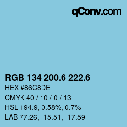 カラーコード: RGB 134 200.6 222.6 | qconv.com