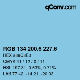 カラーコード: RGB 134 200.6 227.6 | qconv.com