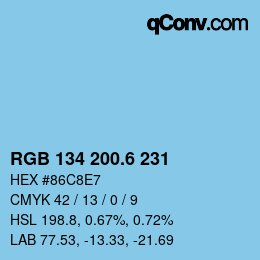 カラーコード: RGB 134 200.6 231 | qconv.com