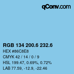 カラーコード: RGB 134 200.6 232.6 | qconv.com
