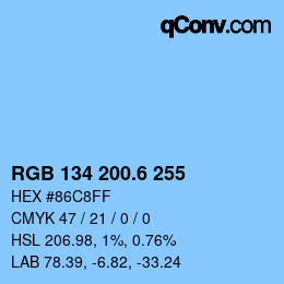 カラーコード: RGB 134 200.6 255 | qconv.com