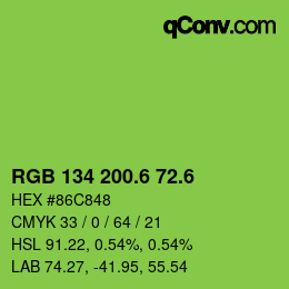 カラーコード: RGB 134 200.6 72.6 | qconv.com