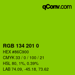 Color code: RGB 134 201 0 | qconv.com