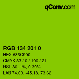 Color code: RGB 134 201 0 | qconv.com