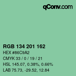 Color code: RGB 134 201 162 | qconv.com