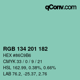Color code: RGB 134 201 182 | qconv.com