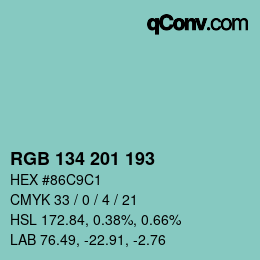 Color code: RGB 134 201 193 | qconv.com