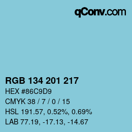 Color code: RGB 134 201 217 | qconv.com