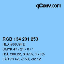 Color code: RGB 134 201 253 | qconv.com